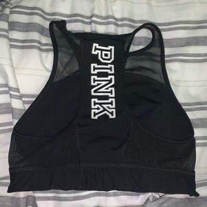 Pink Logo Mesh Raceback Sports Bra